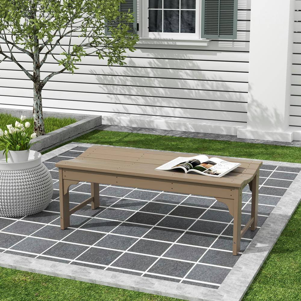 Weathered Wood 46" HDPE Outdoor Backless Bench