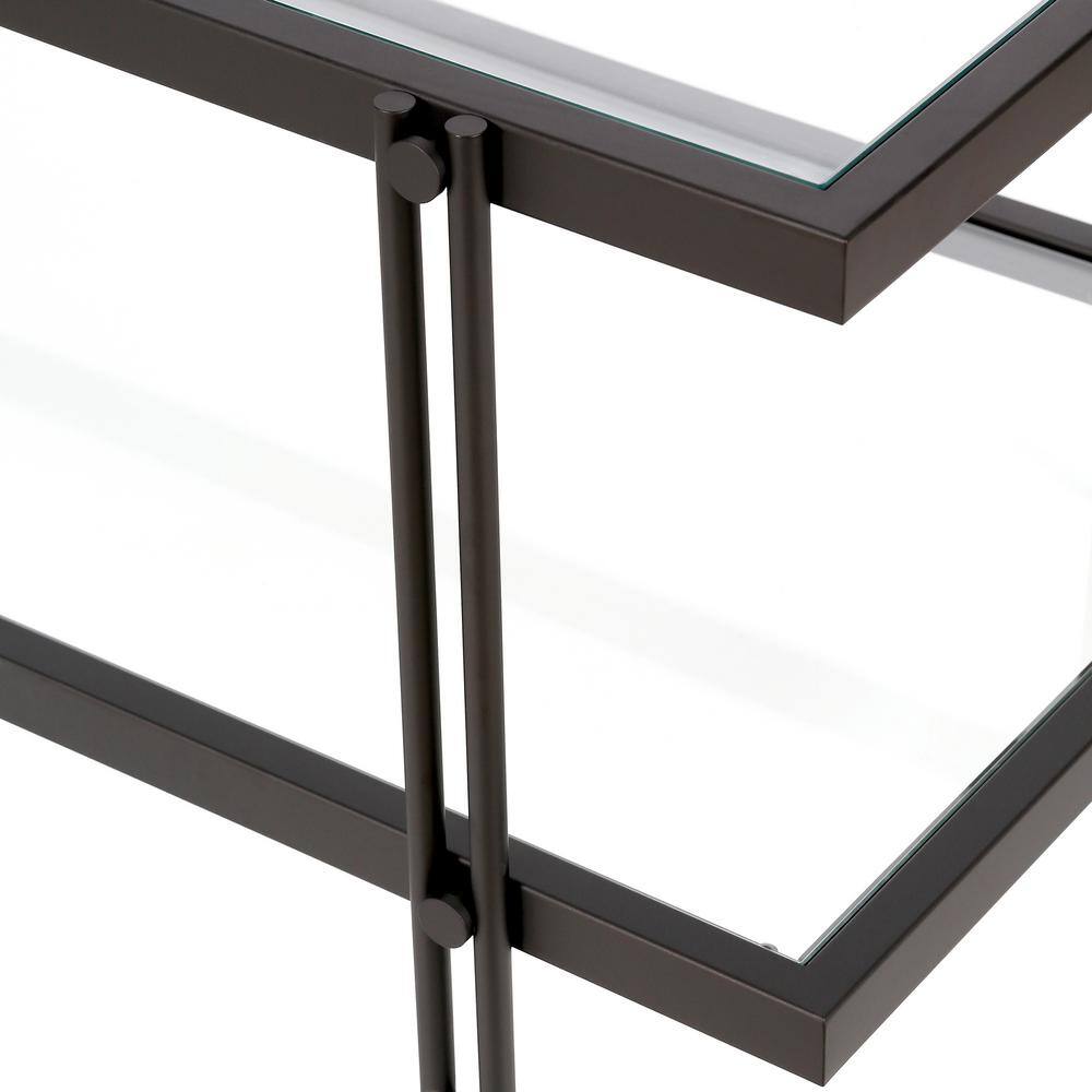 Beckham Rectangular Glass Coffee Table with Storage, Brass Finish