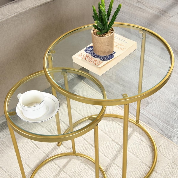 Firstime Co. Stark Gold Nesting End Table 2 Piece Set 18 x 21