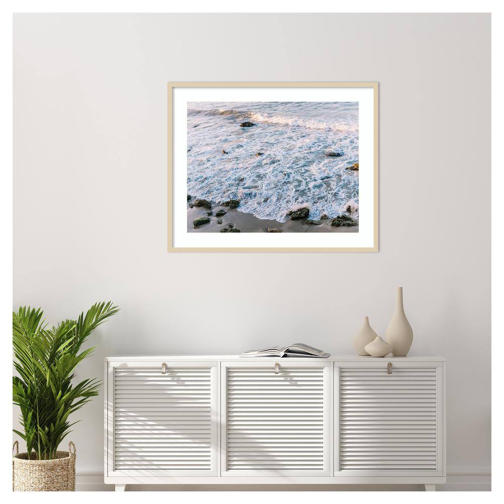 Low Tide Ocean Waves 41"x33" Wood Framed Wall Art Print