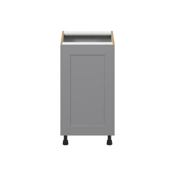 J COLLECTION Bristol Painted Slate Gray Shaker Assembled 2 Waste Bin Pull 1 Draw Kitchen Cabinet (18 in. W x 34.5 in. H x 24 in. D)