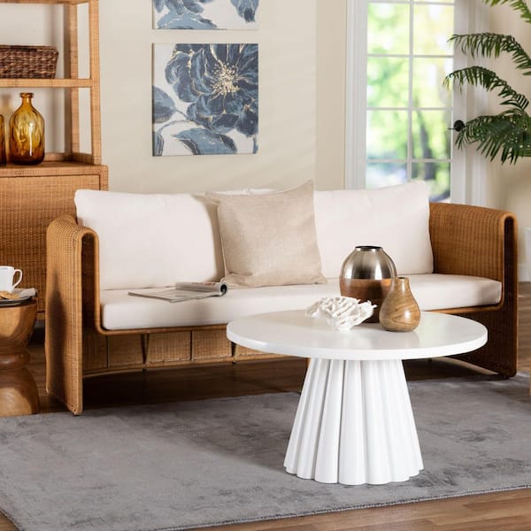 Carin.a 71.7 in. Round Arm Natural Rattan Straight Sofa in Light Honey