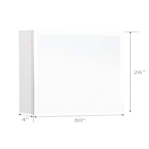 30 in. W x 26 in. H Rectangular Satin Chrome Aluminum Recessed/Surface Mount Medicine Cabinet with Mirror