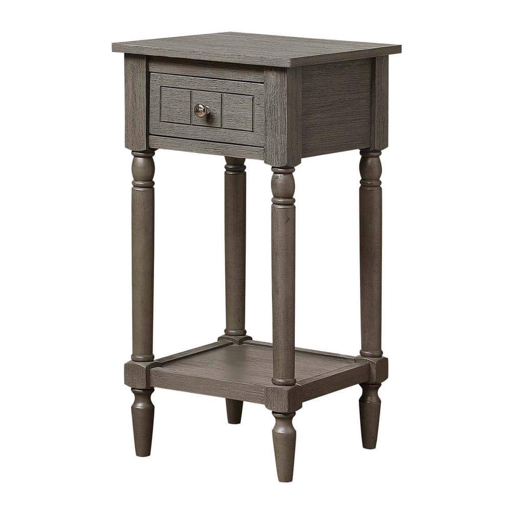 Dark Gray Wirebrush French Country Accent Table with Storage