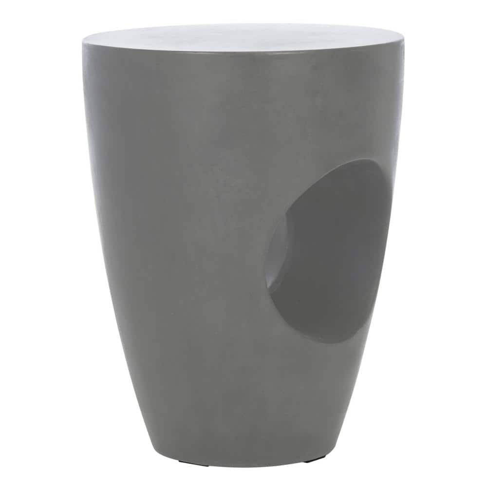 Transitional Aishi 14" Round Acrylic Gray-Brown Accent Table