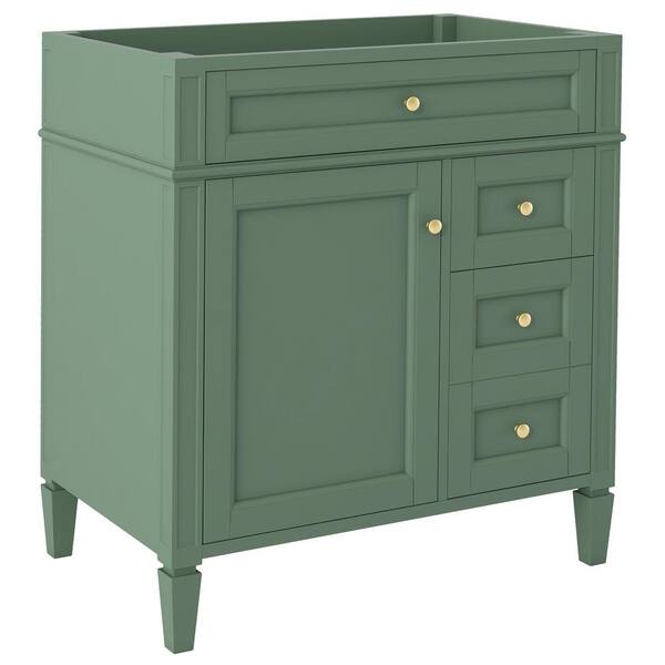 FUNKOL 29.3 x 17.87 x 33 In. White MDF Vertical Bath Cabinet with 3 Drawers and 1 Soft Close Door, Top Sink Not Included
