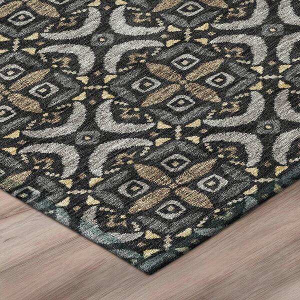 Chantille Machine Washable Indoor/Outdoor Abstract ACN2924 Black 10 ft. x 14 ft. Area Rug
