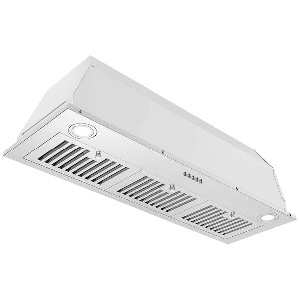 36 in. 600 CFM Ducted/Ductless Insert Range Hood in Stainless Steel Built in Vent Hood