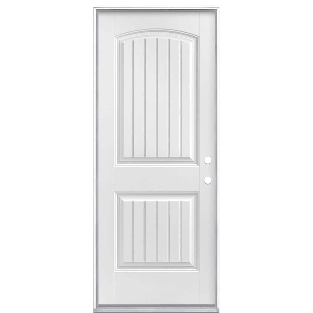 32 in. x 80 in. Cheyenne 2-Panel Left Hand Inswing Primed Smooth Fiberglass Prehung Front Exterior Door No Brickmold price history on PriceWatchPro