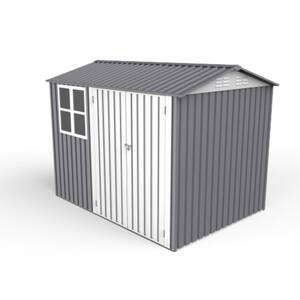 Gray 8 ft. W x 6 ft. D Metal Garden Shed Patio Outdoor Bike Shed with Window (48 sq. ft.)