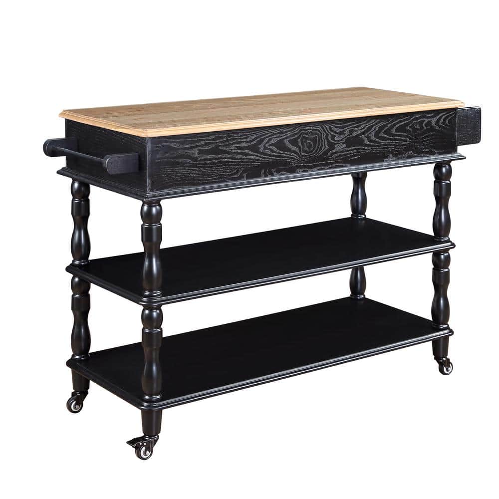 Outdoor Grill Cart on Wheels, Wine and Spice Rack with Solid OAK Wood Top