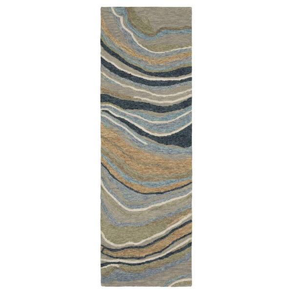 2 ft. x 8 ft. Gray Abstract Washable Area Rug