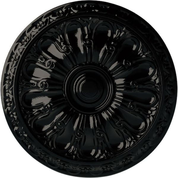 Ekena Millwork 15-3/4 in. x 5/8 in. Kirke Urethane Ceiling Medallion (Fits Canopies upto 3-3/4 in.), Black Pearl