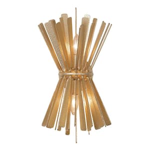Confluence 2-Light Contemporary piastre Gold Wall Sconce with piastre Gold Metal Shade
