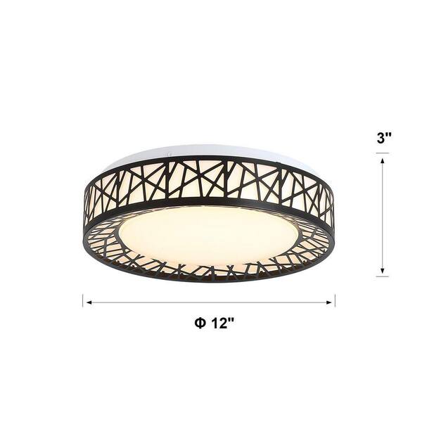 Lightania 12 in. 20-Watt Modern Matte Black Integrated LED Flush Mount with White Acrylic Shade with RGB