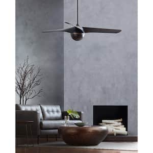 Akova 56 in. Integrated LED Indoor/Outdoor Matte Black Ceiling Fan with Light Kit, DC Motor and 3-Speed Remote Control
