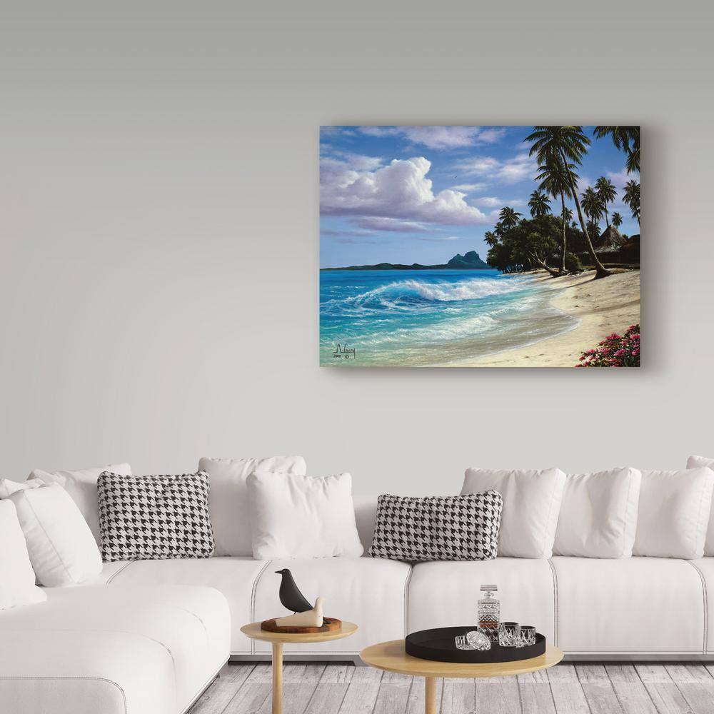 Tropical Beach Coastal Canvas Wall Art with Floater Frame