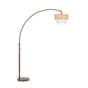 Elena III 81 in. LED Arched Antique Bronze Crystal Floor Lamp with Dimmer