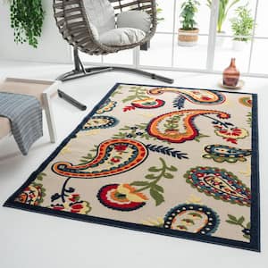 Clyde Floral Multi 3 ft. 6 in. x 5 ft. 6 in. Paisley High-Low Polypropylene Indoor/Outdoor Area Rug