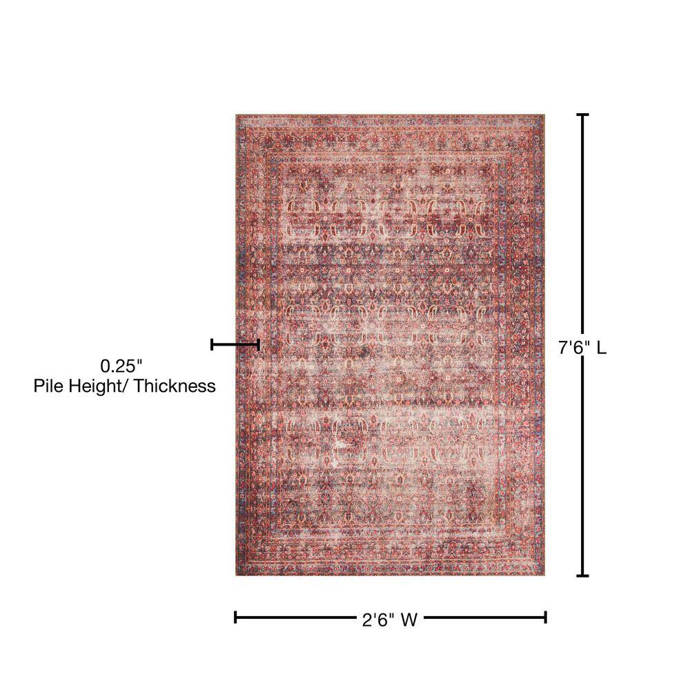 Hand-Knotted Blue and Crimson Floral Motif Area Rug