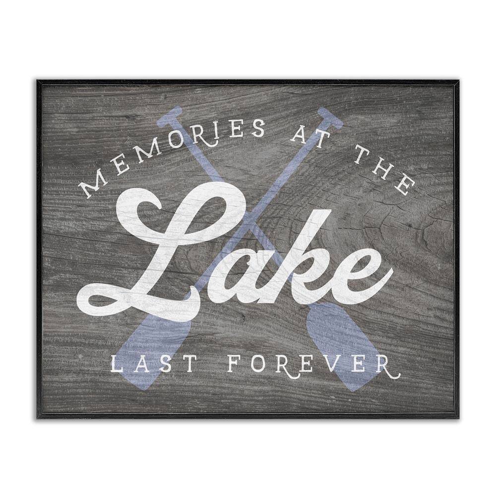 Memories at Lake Phrase Rustic Boat Ores Motif by Lil' Rue Black Framed Giclee Art Print Typography 20 in. x 16 in. price history on PriceWatchPro