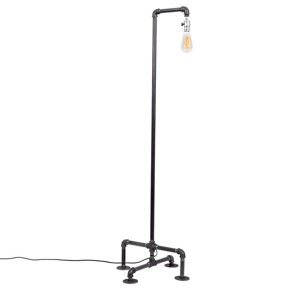 PIPE DECOR 1/2 in. Black Steel Pipe 56 in. H Reader Floor Lamp Kit