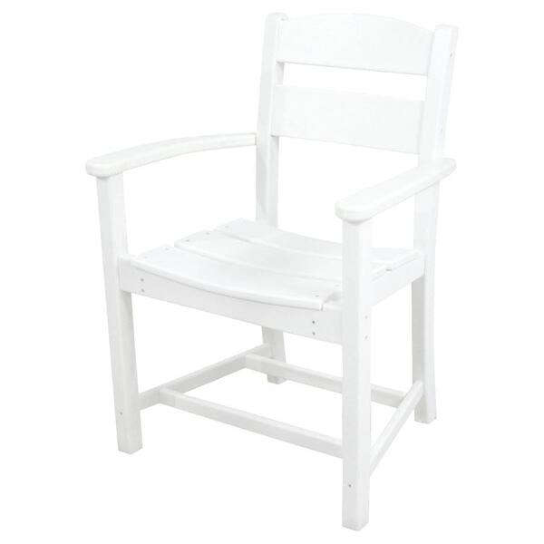 Ivy Terrace Classics White All-Weather Plastic Outdoor Dining Arm Chair