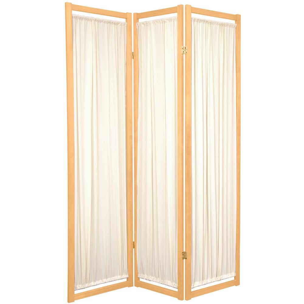 Natural Wood 72" Shoji 3-Panel Room Divider