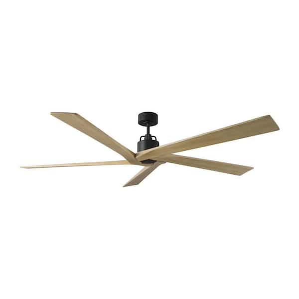 Fan Aspen 70 in. Midnight Black Downrod Mount Standard Ceiling Fan with Natural Honey Blades and Remote
