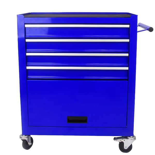 13 in. 4 Drawers Multifunctional Tool Chests With Wheels Blue Steel Tools and Tool Organizers Tool Cabinets Blue