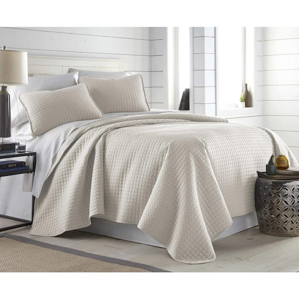Southshore Fine Linens Vilano Oversized Bone Microfiber King Quilt and Sham Set