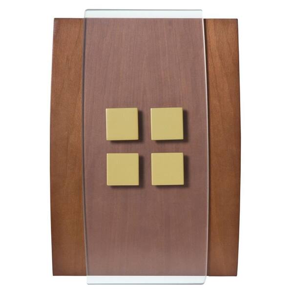 Honeywell Decor Series Wireless Door Chime Wood with Antique Brass Accent Push Button Vertical or Horizontal Mnt