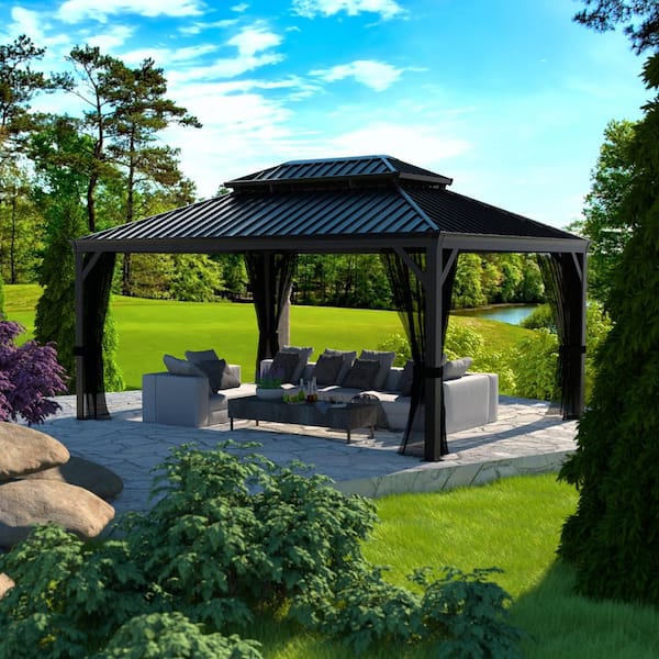 Reviews for VEIKOUS 10 ft. x 14 ft. Metal Double Hardtop Gazebo with ...