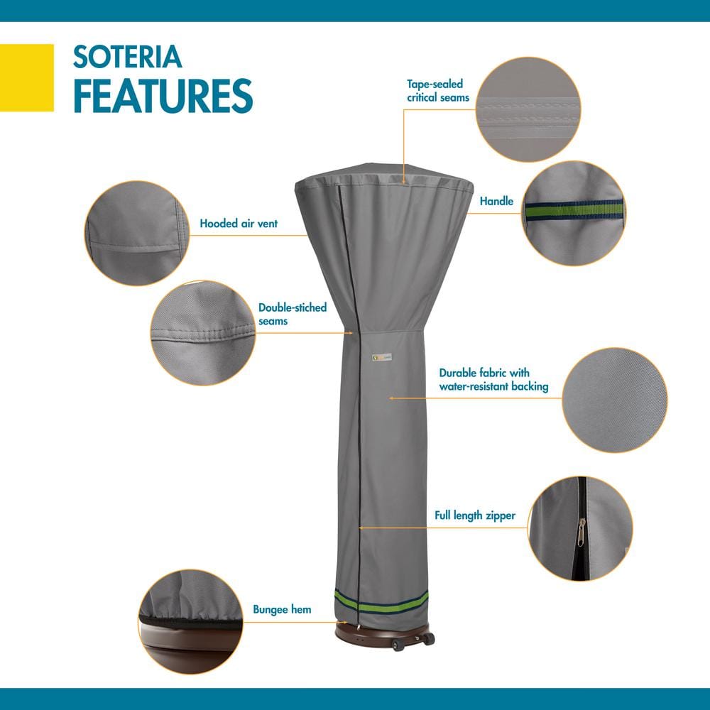 Soteria Gray Waterproof Stand-Up Patio Heater Cover, 34" x 86"