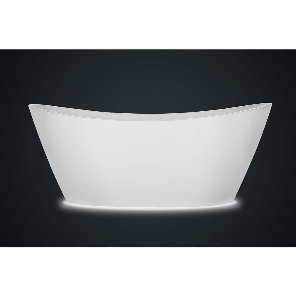 White Acrylic Freestanding Bathtub with LED Lighting