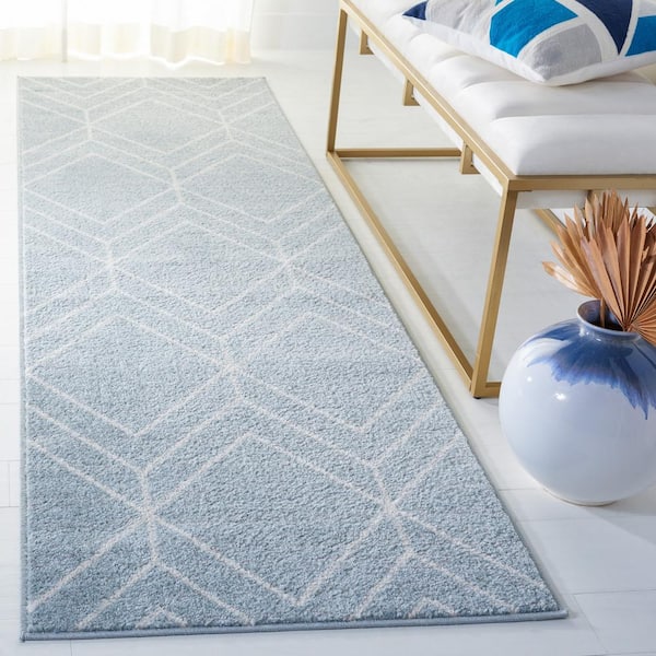 Adirondack Blue/Ivory 3 ft. x 10 ft. Diamond Runner Rug