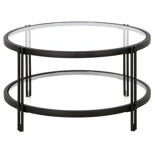 Meyer&Cross Inez 32 in. Blackened Bronze Coffee Table with Glass Shelf