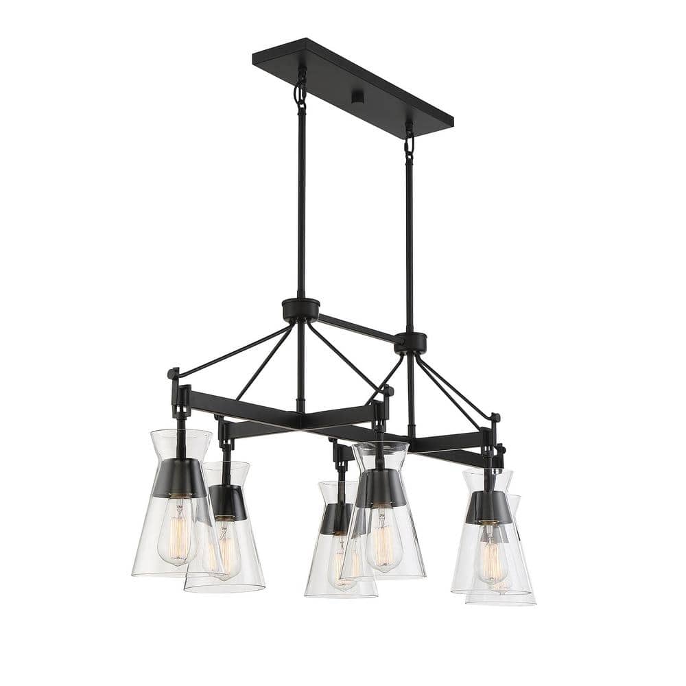 Lakewood Mid-Century Modern Matte Black 6-Light Chandelier