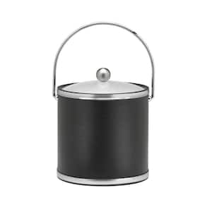 Sophisticates 3 Qt. Black w/Brushed Chrome Ice Bucket with Bale Handle, Acrylic Cover