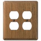 Contemporary 2 Gang Duplex Wood Wall Plate - Medium Oak