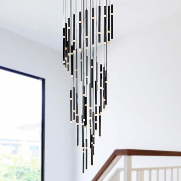 Flute 54 Light LED Chandelier With Black Finish