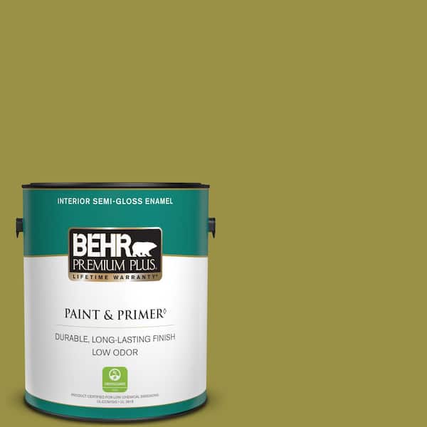 BEHR PREMIUM PLUS 1 gal. Home Decorators Collection #HDC-FL13-8 Tangy Dill Semi-Gloss Enamel Low Odor Interior Paint & Primer