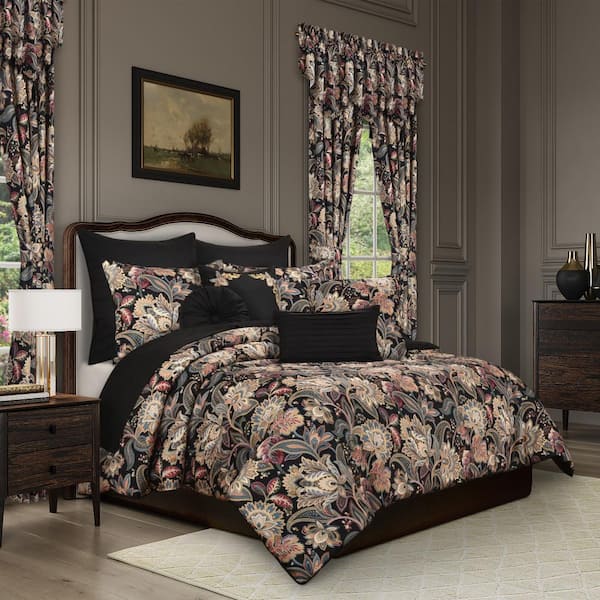 Unbranded Calabria Black Polyester King/California King 3-Piece Comforter Set