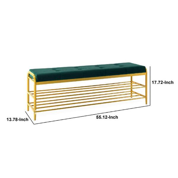 23.6 Modern Upholstered Green Shoe Rack Flip-Top Entryway Bench with Open  Storage