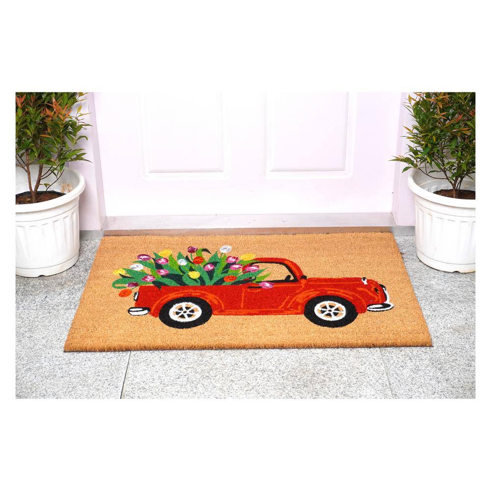 Bright Plain Coir Outdoor Doormat with Vinyl Backing, 17" x 29"