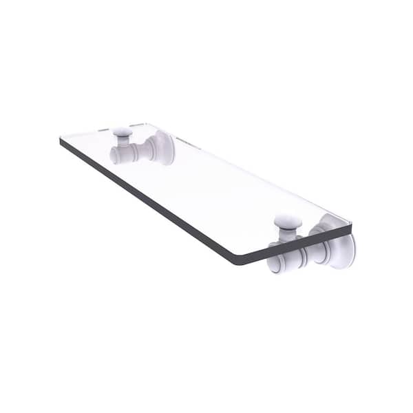 Allied Brass Carolina Collection 16 in. W x 2.4 in. H x 5.54 in. D Glass Rectangular Shelf in Matte White