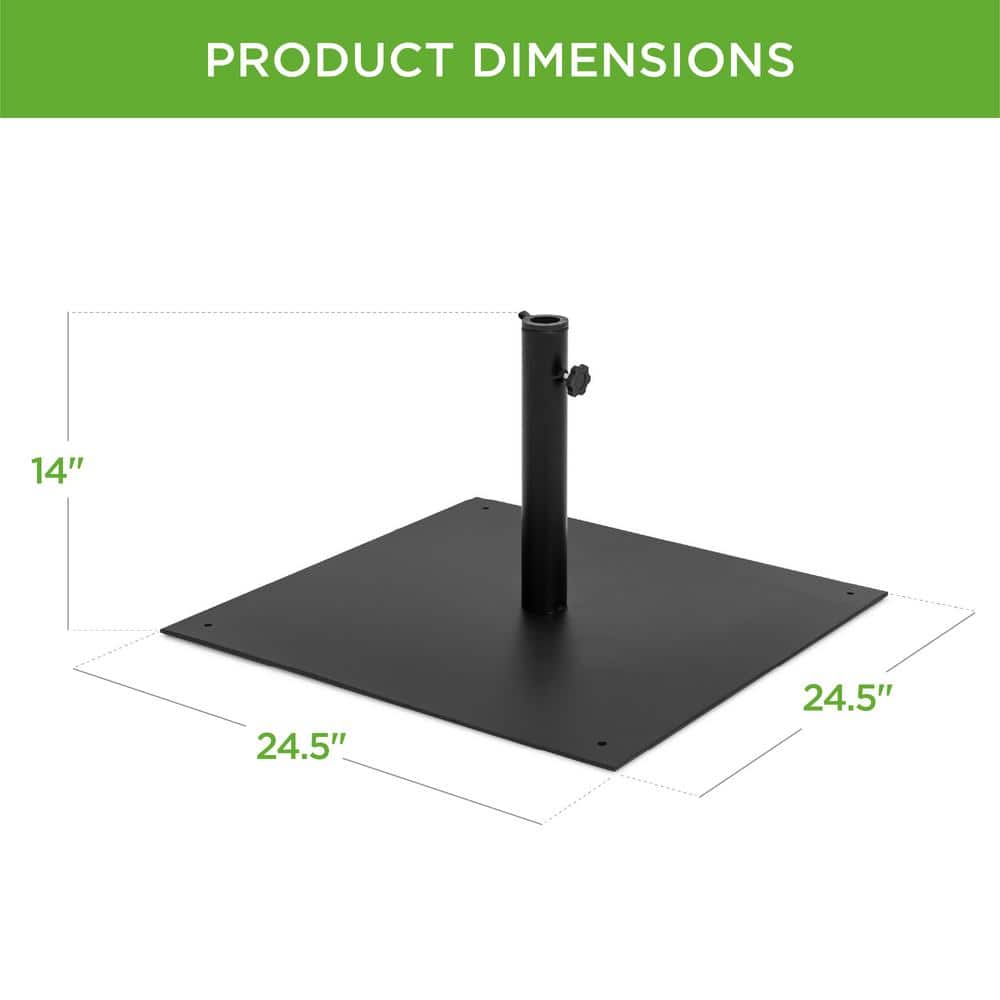 38.5lb Black Steel Square Patio Umbrella Base