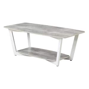 Graystone 47.25 in. Gray and White Rectangle Particle Board Coffee Table with Shelf