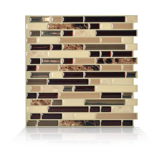smart tiles Bellagio Keystone Beige 10.06 in. W x 10 in. H Peel and Stick Self-Adhesive Decorative Mosaic Wall Tile Backsplash
