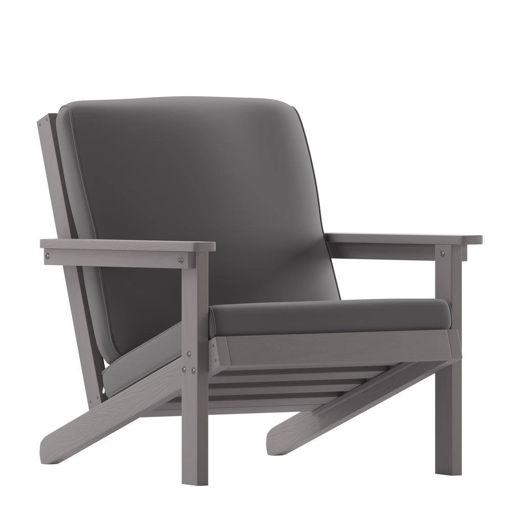 Gray Resin Frame Deep Seat Adirondack Chair with Cushions